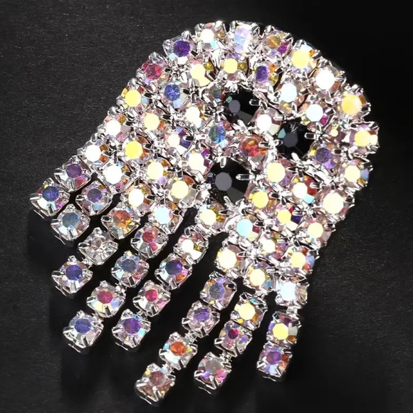 🆕 Halloween Ghost Stud Earrings Encrusted with Sparkling Rhinestones - Picture 3 of 10